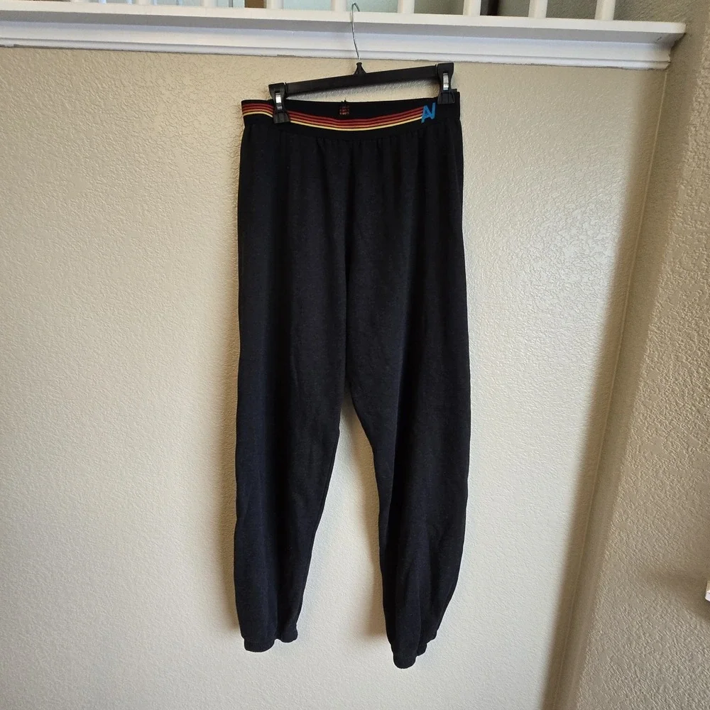 Aviator Nation Rainbow Stripe Waistband Sweatpants Charcoal Black L - Picture 1 of 10